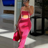 Weird Puss Summer Trend 2-teiliges Set Damen Weißer Saum Trägerloses Oberteil + Trägerkleid Elastische Streetwear-Outfits