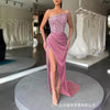 2025 Damen Trägerloses Ärmelloses Abendkleid Pailletten Seitenschlitz Lange Kleider Elegant Neu Sexy Bling Party Ballkleid Vestidos Damen