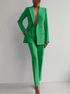 Pant Suits Women Blazer Double Breasted Blazers Ankle Length Pencil Pants Two Pieces Solid Office Lady Summer Slim Fit 2025