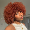 Orange Ginger Short Kinky Curly Wig with Bang Afro Curly Wig Human Hair No Lace Wigs With Bangs Honey Blonde Wig for Women