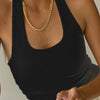 White Halter Sexy Backless Tank Tops for Women Streetwear 2024 Sleeveless Ribbed Knit Vest Top Cropped Feminino