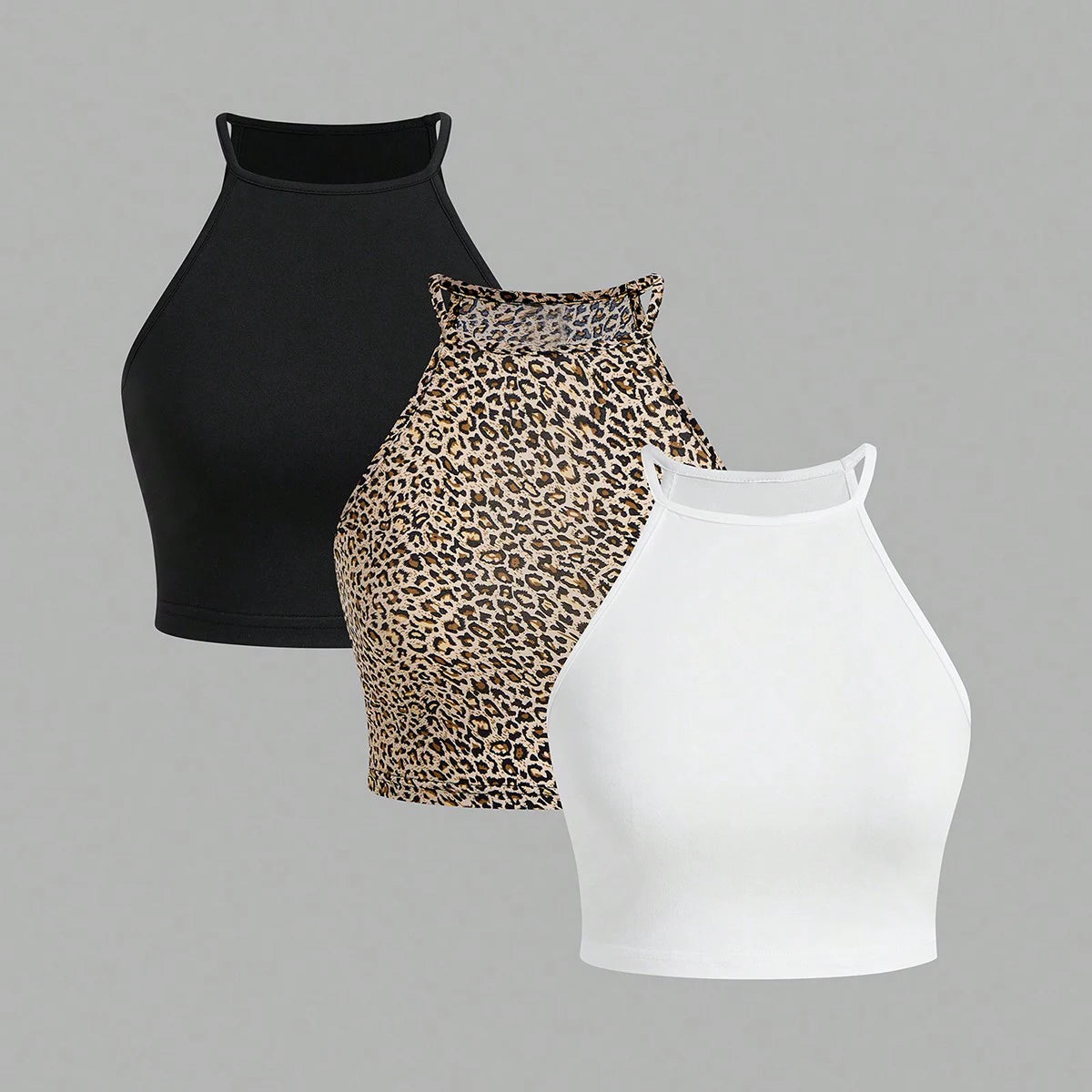 3 pieces Women Tank Tops summer vest tops  Solid Casual Fashion Crop Top Stripe Sleeveless Outer Wear Basic Camisole