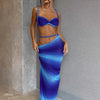 Nibber Sexy Women 2 Piece Set Bandage Ruched Square Collar Bra+Skinny Long Skirts 2025 Summer Vacation Beach Party Trend Suits