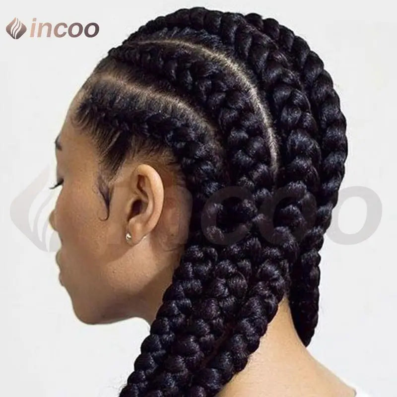 Wear and Go Glueless Wig Synthetische Vollspitzenperücke Geflochtene Perücken Jumbo Box Braids Perücke für schwarze Frauen Afrikanische Faux Locs Flechtperücke