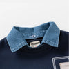 Spring Children Clothes Sweatshirt for Boys Denim Collar Fleece Pullover with Patch Pocket Casual Kids Top Long Sleeve T-shirt
