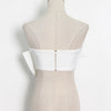 VGH Strapless Slim Solid Sets For Women Sleeveless High Waist Patchwork Bow Top Irregular Sexy Mini Two Piece Set Female Clothes