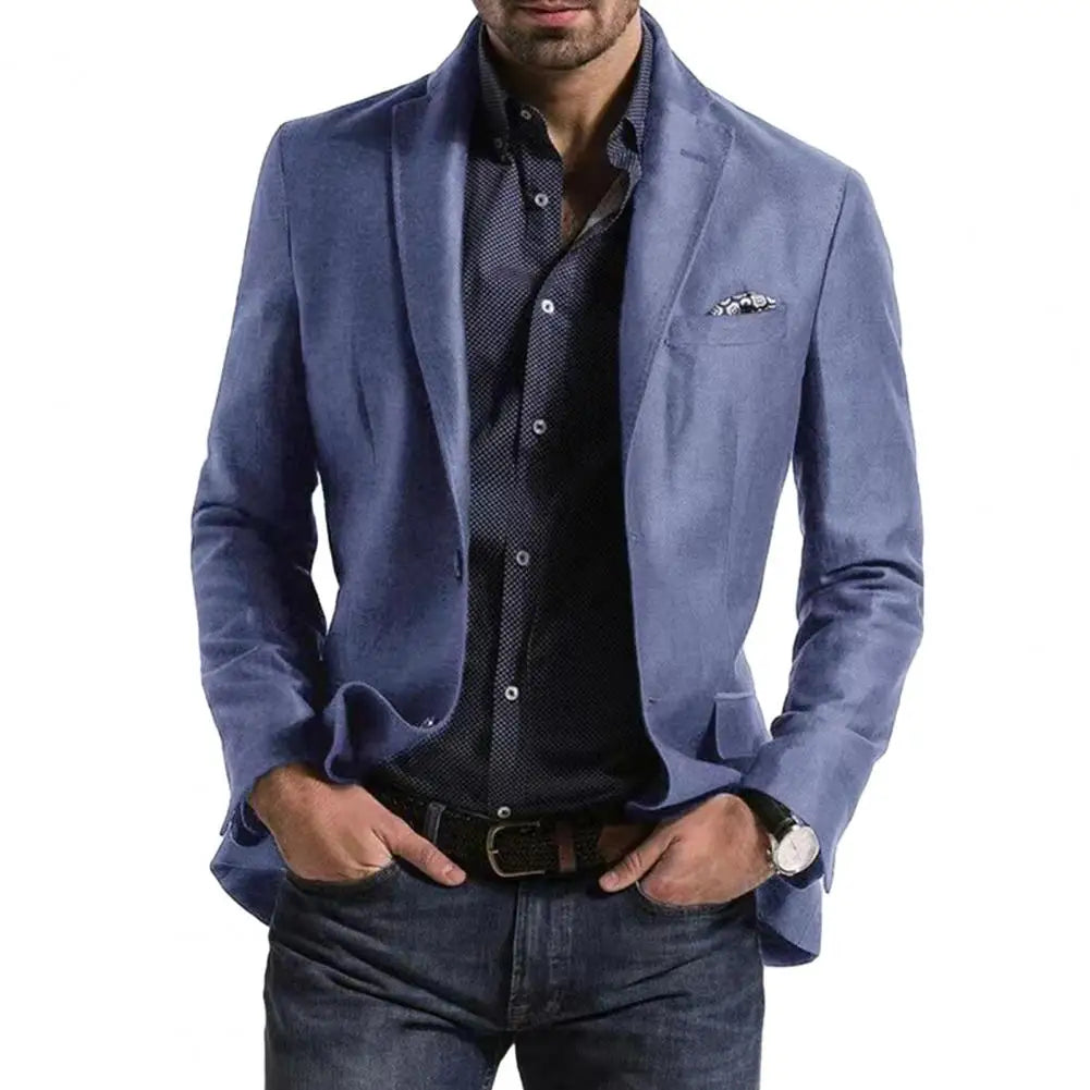 Men Suit Coat Formal Business Style Slim Fit Plaid Print Long Sleeve Single Button Closure Mid Length Straight Cardigan Work Coa