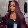 Dark Burgundy Straight Wigs 13X4 HD Lace Front Human Hair Wigs 99J Color Straight Brazilian Hair Wig Glueless Wig Pre Glueless