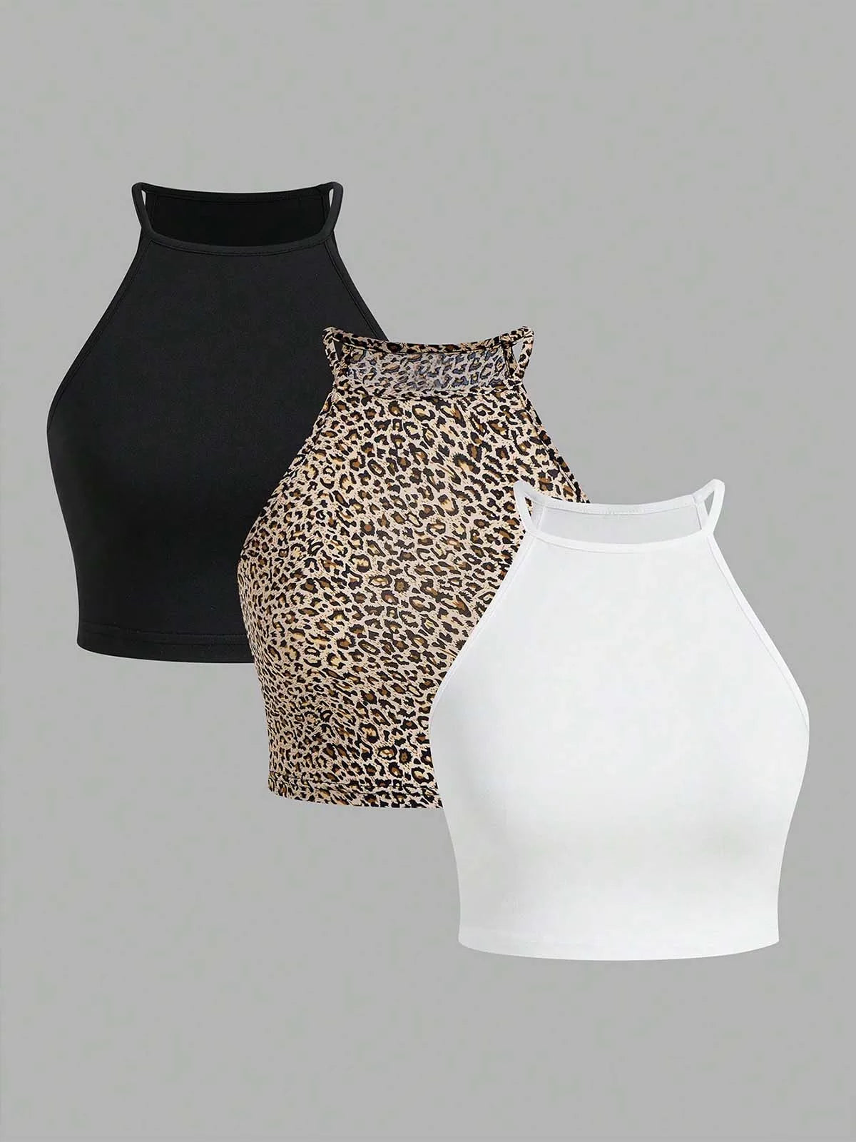 3 pieces Women Tank Tops summer vest tops  Solid Casual Fashion Crop Top Stripe Sleeveless Outer Wear Basic Camisole