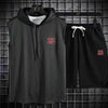 Summer New Men's Sleeveless Hooded T-shirt+shorts pants Sports two-piece set gym  Fashion  Casual Men Women Sports Two Piece Set