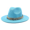 Set Straw Hat and Bag Set Gold Chain Bag Hat Set Ladies Leather Bag Tote Church Fedora Party Jazz Straw Hat