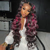 Pink Highlight Colored Lace Front Wig Synthetic Glueless Loose Wave Pre Plucked 13x4 HD Transparent Lace Frontal Wigs For Women