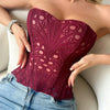 SsTss American Court Corset Sheer Mesh Breathable Corset Sexy Top Hollow Irregular Lace Double Layer Shapewear Chic Camis Top