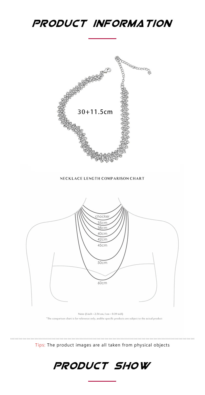 Fashion Gold Color Rhinestone Choker Necklaces for Women Geometric Crystal Necklaces Weddings Jewelry Party Gifts