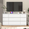9 Drawer Dresser for Bedroom with Charging Station, 63" Modern Large Wood Chest of Drawers Handle Free, Black/White