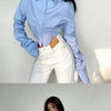 Zadily 2025 Summer Korean Style Long Sleeve White Shirt Women Sexy Button Ladies Crop Tops Blouse Street New In Female Clothing