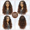 Latisha 13X6 HD Synthetische Spitzenfrontperücke lockig vorgezupfte Lace-Frontal-Perücke mit Pony für Damen, Highlights mit Babyhaar, 24 Zoll