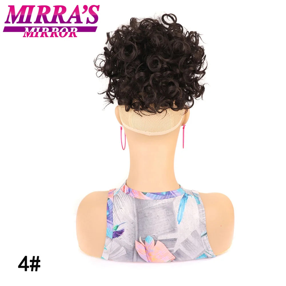 Synthetic Afro Puff Drawstring Ponytail Hair Bun 10 Inch Short Afro Kinkys Curly Afro Bun Extension Hairpieces Large Size