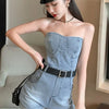 2024 Summer Rompers Women Jeans Jumpsuit Off Shoulder Loose Casual Denim Rompers Womens Jumpsuits Wide Leg Casual Denim Overalls