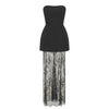 Tornova Strapless Lace Dress Sets Female Elegant Sexy Strap Vest High Waist Splice Long Skirt Ladies Slim Banquet 2 Pieces Set