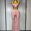 Damen Sexy Bandage Crop Top Hosen-Set Abendparty Club Luxus Geburtstag High Street Mode Elegant Luxus Geburtstags-Outfit