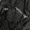 Bella Schwarzer Satin Perlen Abendkleider One Shoulder A-Linie Ballkleider Maßgeschneiderte Lange Ärmel Bodenlanges Hochzeitskleid