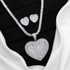Auf Lager Iced Out Bling Damen Schmuck 5A Weißer Zirkonia Herzanhänger Halskette Mit Tennis Box Chain
