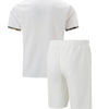 2025 Men Europe and the United States new summer Waffle solid color zip-up lapel short-sleeve suit shorts two sets