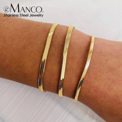 eManco Edelstahl Verstellbares klassisches Schlangenkettenarmband Damen vergoldeter Schmuck Großhandel