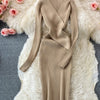 YuooMuoo Autumn Winter 2025 Women Dress Elegant Cross V-neck Slim Waist Knitted Bodycon Dress Korean Office Lady Vestidos