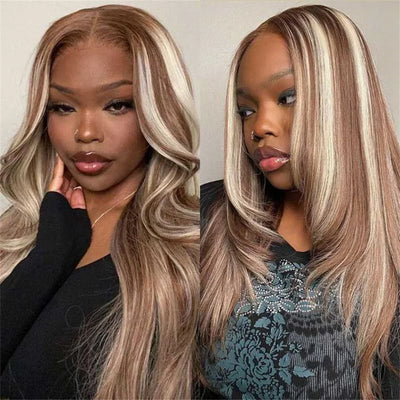 HD Ash Blonde Lace Front Wig 4/613 Highlight Wig 13x4 Colored Brazilian Human Hair Wigs Woman Body Wave 613 HD Lace Frontal Wig