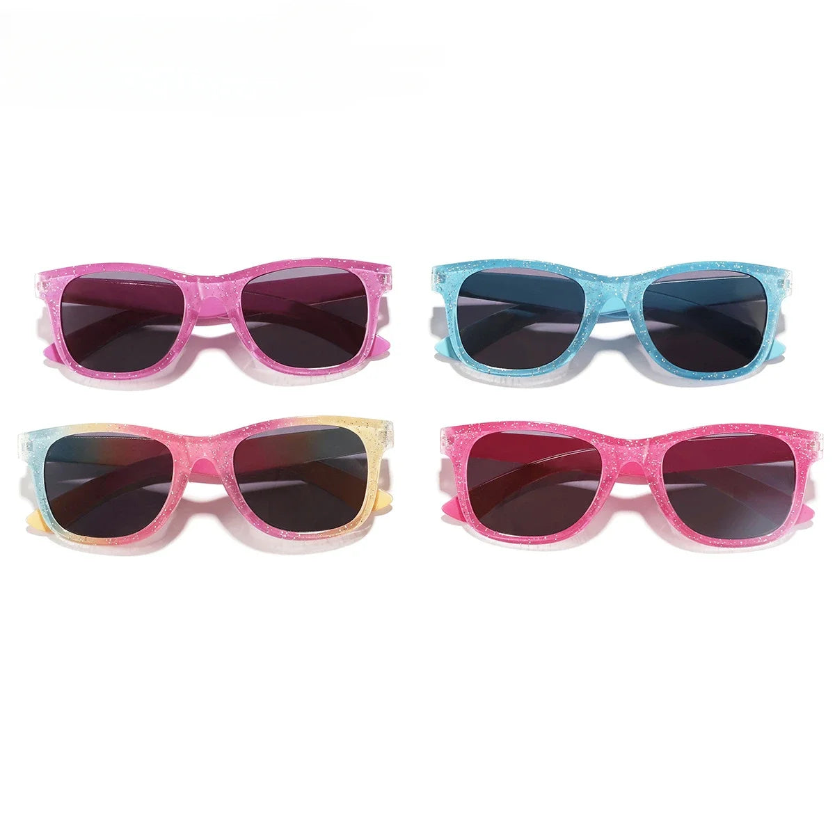 2024 Neue trendige coole bunte glänzende quadratische Sonnenbrille für Kinder Mädchen Trendige modische süße Sonnenbrille Kinderbrille