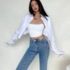 Zadily 2025 Summer Korean Style Long Sleeve White Shirt Women Sexy Button Ladies Crop Tops Blouse Street New In Female Clothing