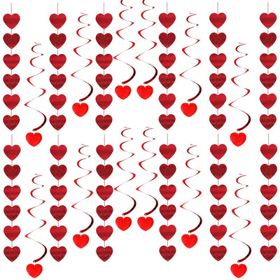 6 Stück rote Herz Liebe Spiralwirbel Hängende Girlande Liebe Hängender Schnurvorhang Hochzeit Valentinstag Geburtstagsparty Schlafzimmerdeko