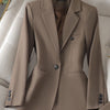 High Quality Long Sleeve Female Blazer Women Blue Coffee Khaki Single Button Slim Jacket Ladies Business Work Wear Formal Coat