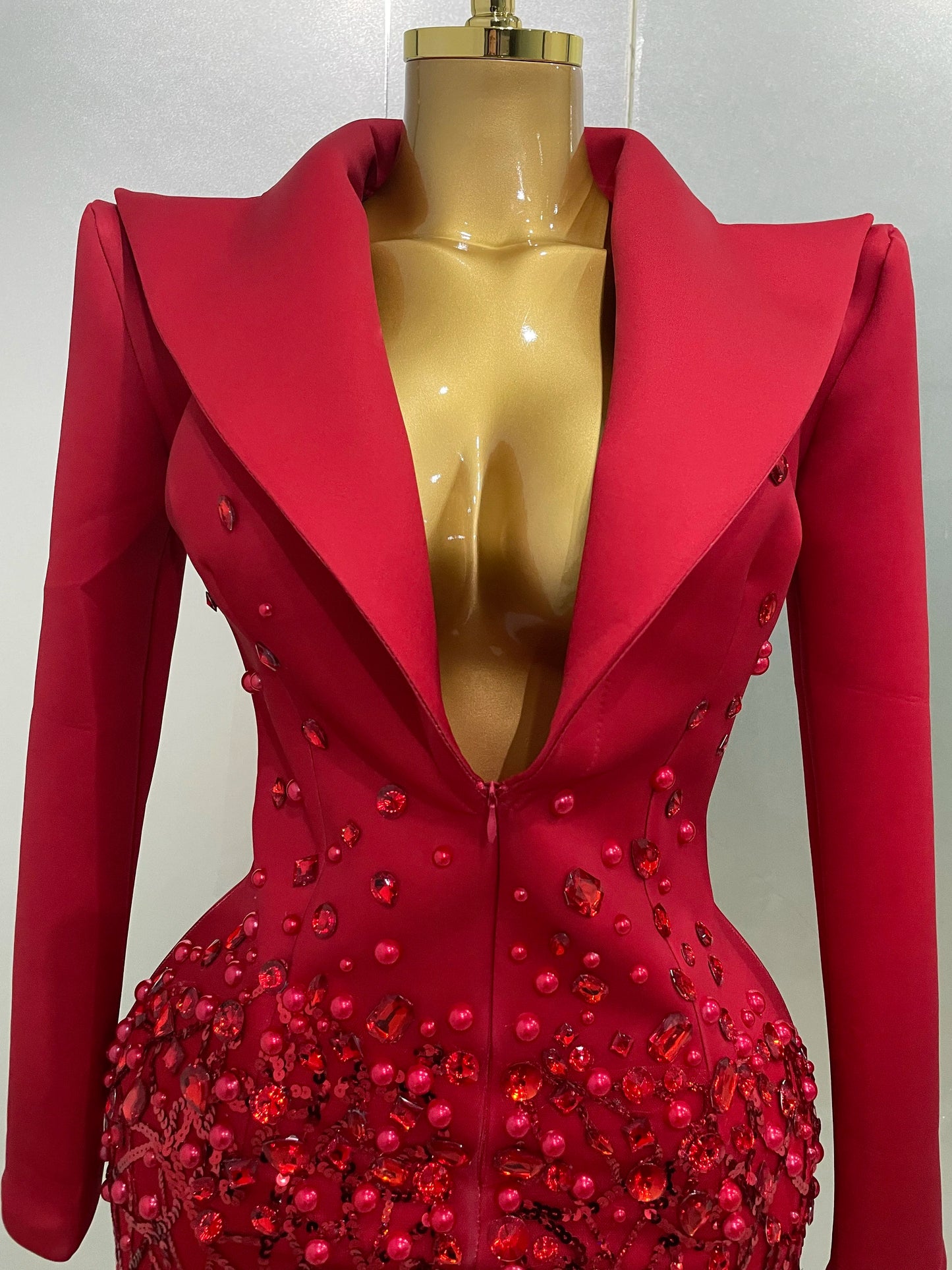 Glitzernde Kristallketten Perlen Langarm Minikleid 2025 Damen Geburtstag Abendparty Nachtclub Outfit Sängerin Hochzeitskostüm