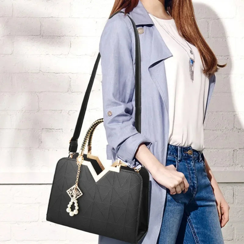 Damen Handtasche Patchwork Umhängetasche Messenger Office Work PU Leder Damen Tasche Luxus Mode Elegant