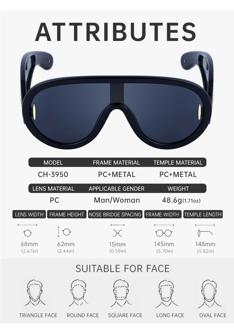 Oversized Wellen-Masken-Sonnenbrille Einteilige Damen-Sport-Y2K-Punk-Sonnenbrille für Damen 2024 Luxusmarke Steampunk-Brillen-Goggle