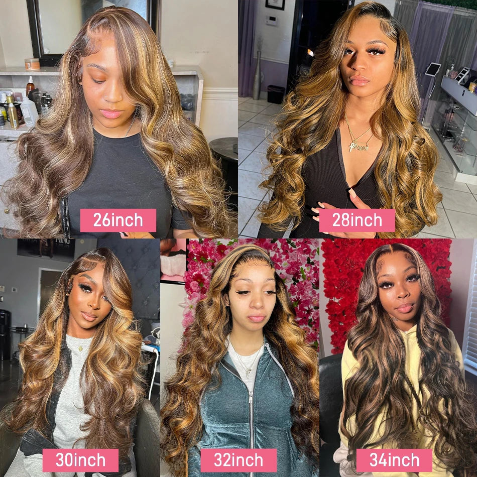 360 HD Lace Frontal Perücken 4/27 Highlight Perücke Body Wave 13×6 13X4 Lace Front Perücken für Frauen Echthaar Loose Wave Virgin Brazilian
