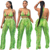 Bra+tassel Pants Suit  2 Piece Set Women Hot Pink Swimsuit Mesh Bathing Suit Sexy Matching Swimwear Viquinis Mujer 2022
