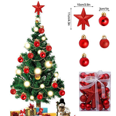 30tlg/Set Weihnachtsbaumkugeln Anhänger Weihnachtsbaumschmuck Sternspitze Noel Navidad Dekoration für Zuhause Neujahrsgeschenk