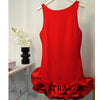 TRAFZA Sexy Solid White Flower Bud Tierred Red Mini Dress Safety Pants Women Dress New 2025 Spring Autumn Fashion Party Dress