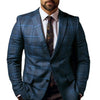 Men Suit Coat Formal Business Style Slim Fit Plaid Print Long Sleeve Single Button Closure Mid Length Straight Cardigan Work Coa