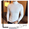 Mens Turtleneck Sweaters Winter Warm Knit Pullover Korean Cotton Solid Color Casual Slim Sweater Male Clothing Bottoming Shirt