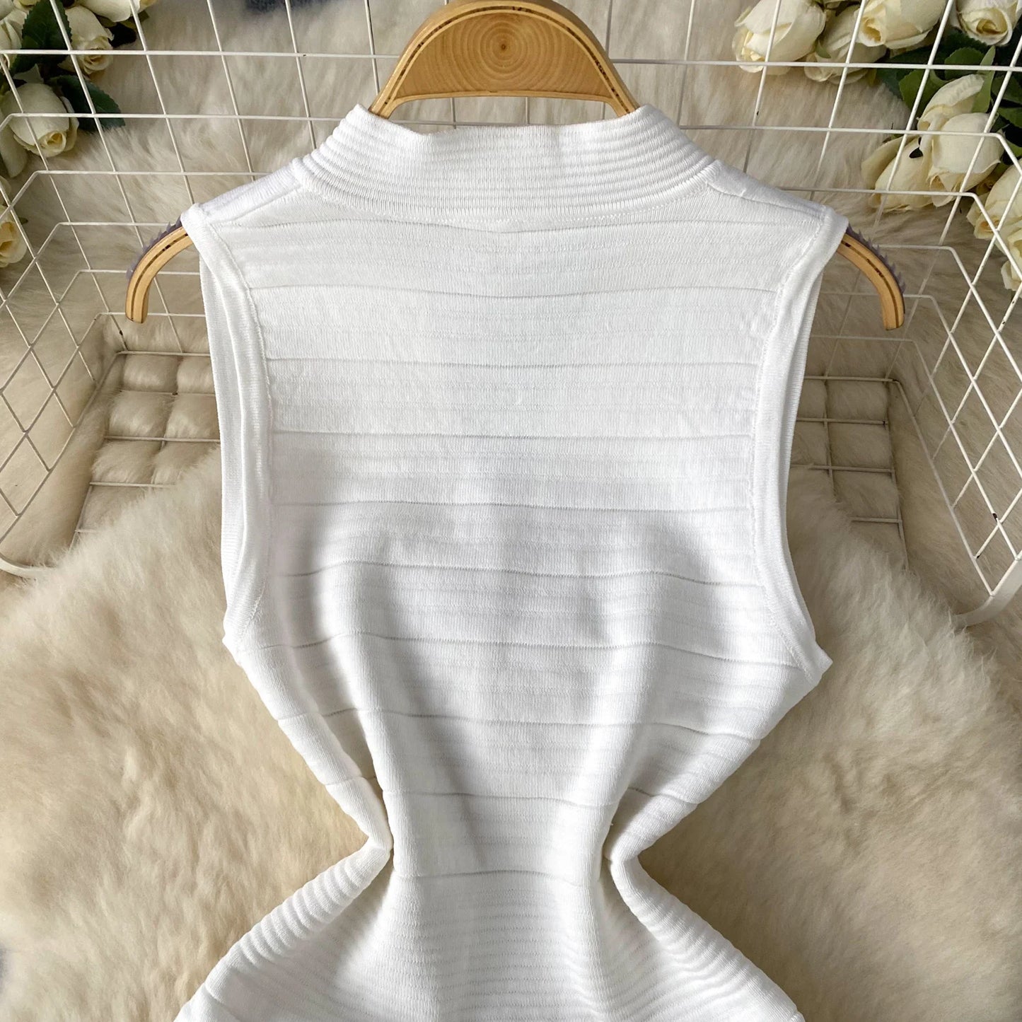 SINGREINY Bodycon Basic Knitting Dress Women Sleeveless V Neck Tank Ladies Elastic Waist Temperament Solid Streetwear Dress