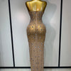 Luxury Rhinestones Sexy Mesh See Through Bodycon Dress Women Birthday Evening Cocktail party Gown Red Carpet Club Stage Outfit