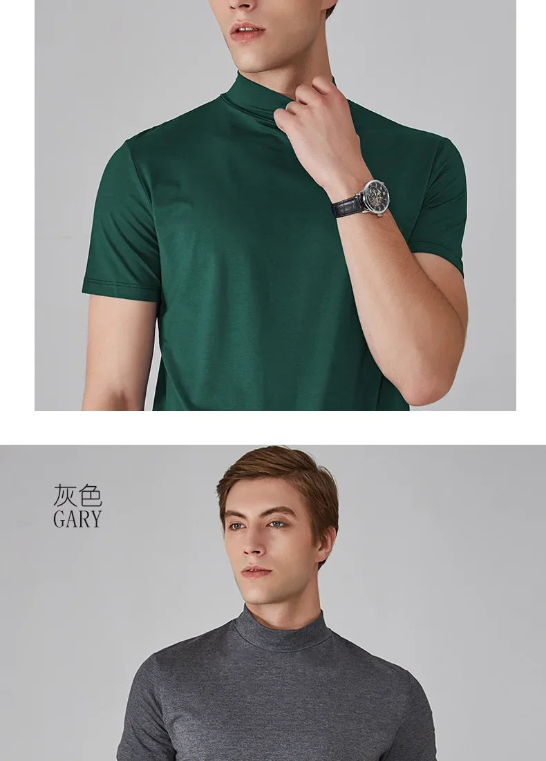 Long Sleeve T-shirt Thermal Underwear Tops Men Winter Clothes Thermal Shirt Autumn Men's Winter Tights High Neck Thin Slim Fit