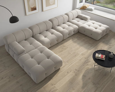 Modernes Sektionssofa Wohnzimmer U-förmig Minimalistischer Samtstoff Große Sofas Luxus 6-Sitzer Couch mit Chaise Ottomane