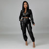 Women Pants Sets Two Piece Long Sleeve Cardigan Hidden Breasted Solid Zipper Fly Pencil Pants Slim Fit High Street Pockets