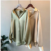 1pcs Woman Spring Autumn Satin Shirt Lady Long Sleeve Lapel Blouses Cardigans Elegance Sweet Casual Coats Girl Sunscreen Top